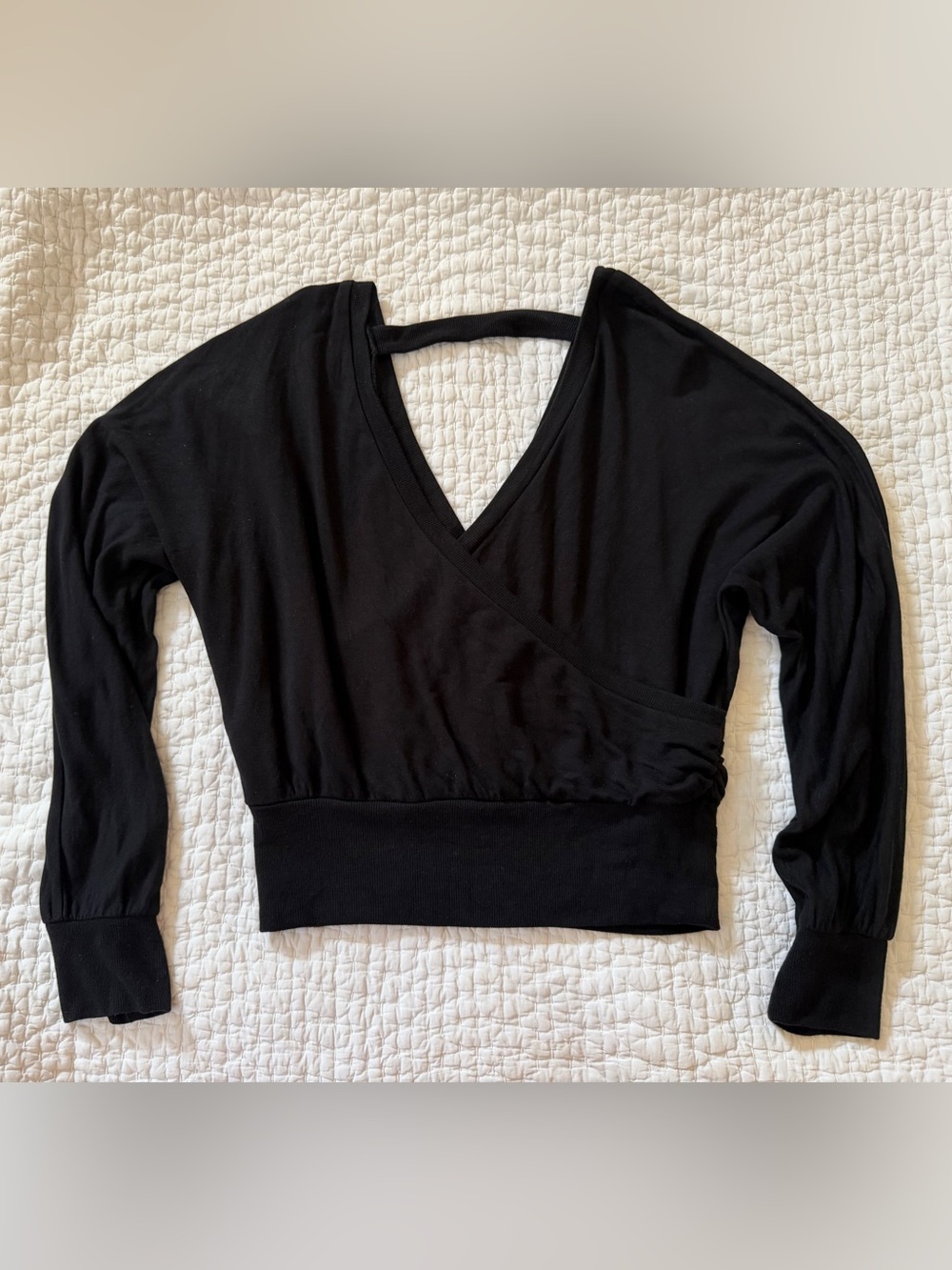 Express Black Wrap-Style V-Neck Top